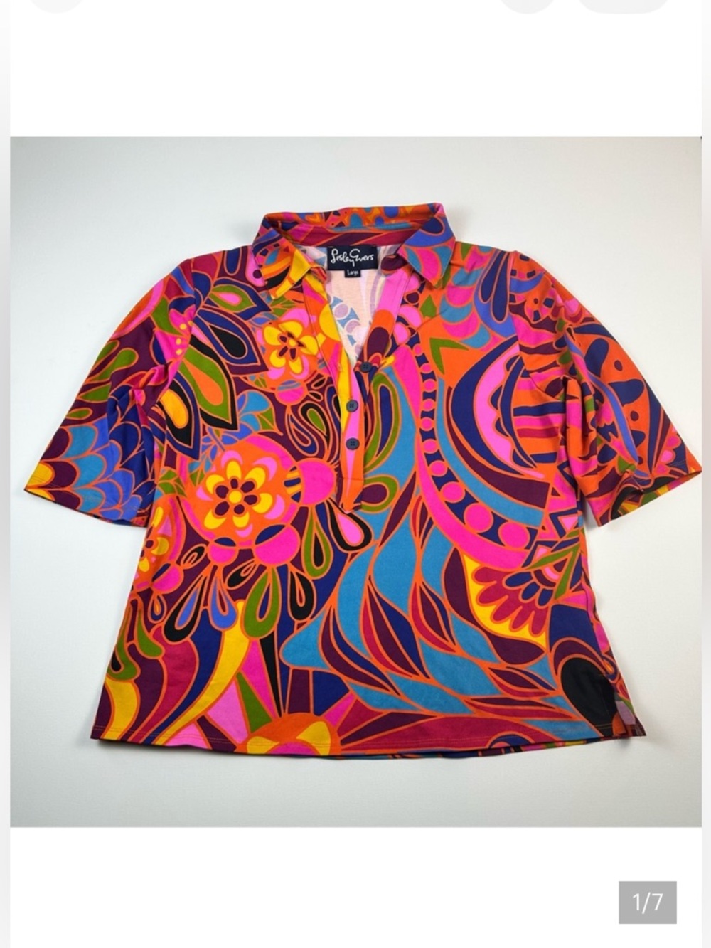Lesly Evers Vibrant Floral Polo Top - Multicolor (B0070)